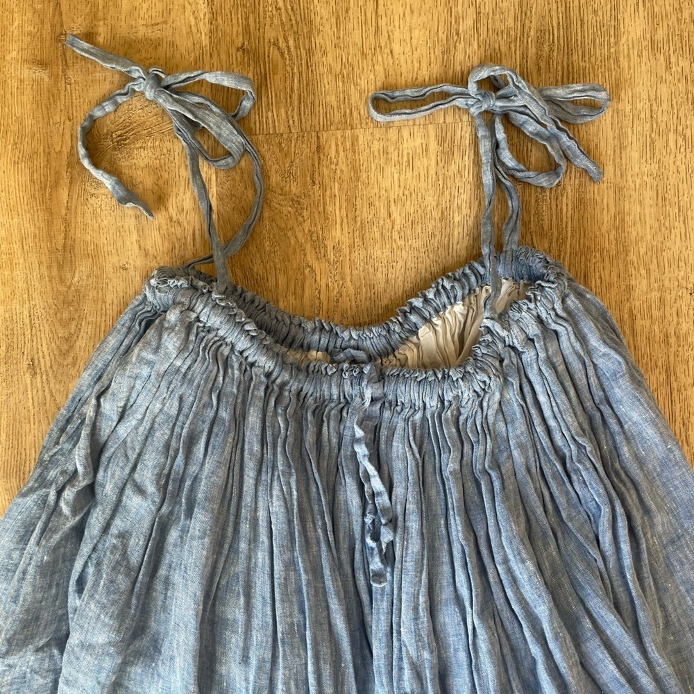 Light Blue Embroidered Tie-Strap Midi Dress - Picture 6 of 11